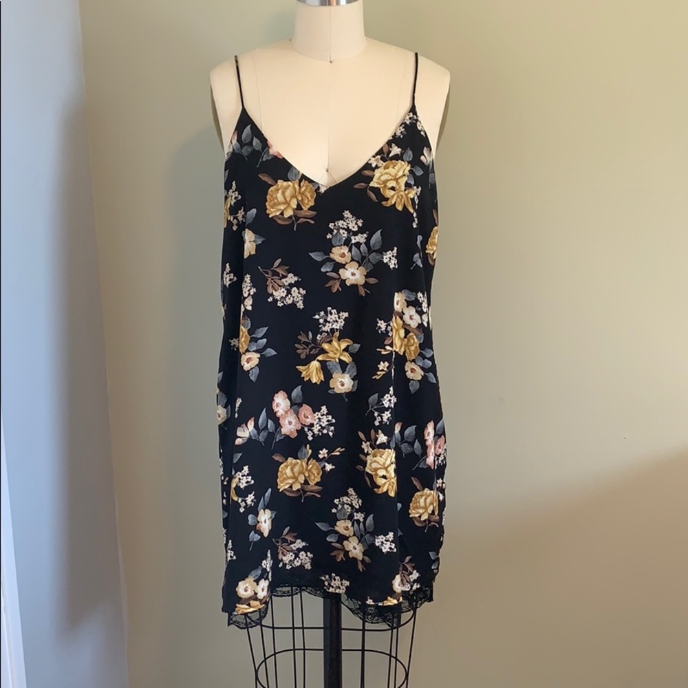 Dark floral slip dress